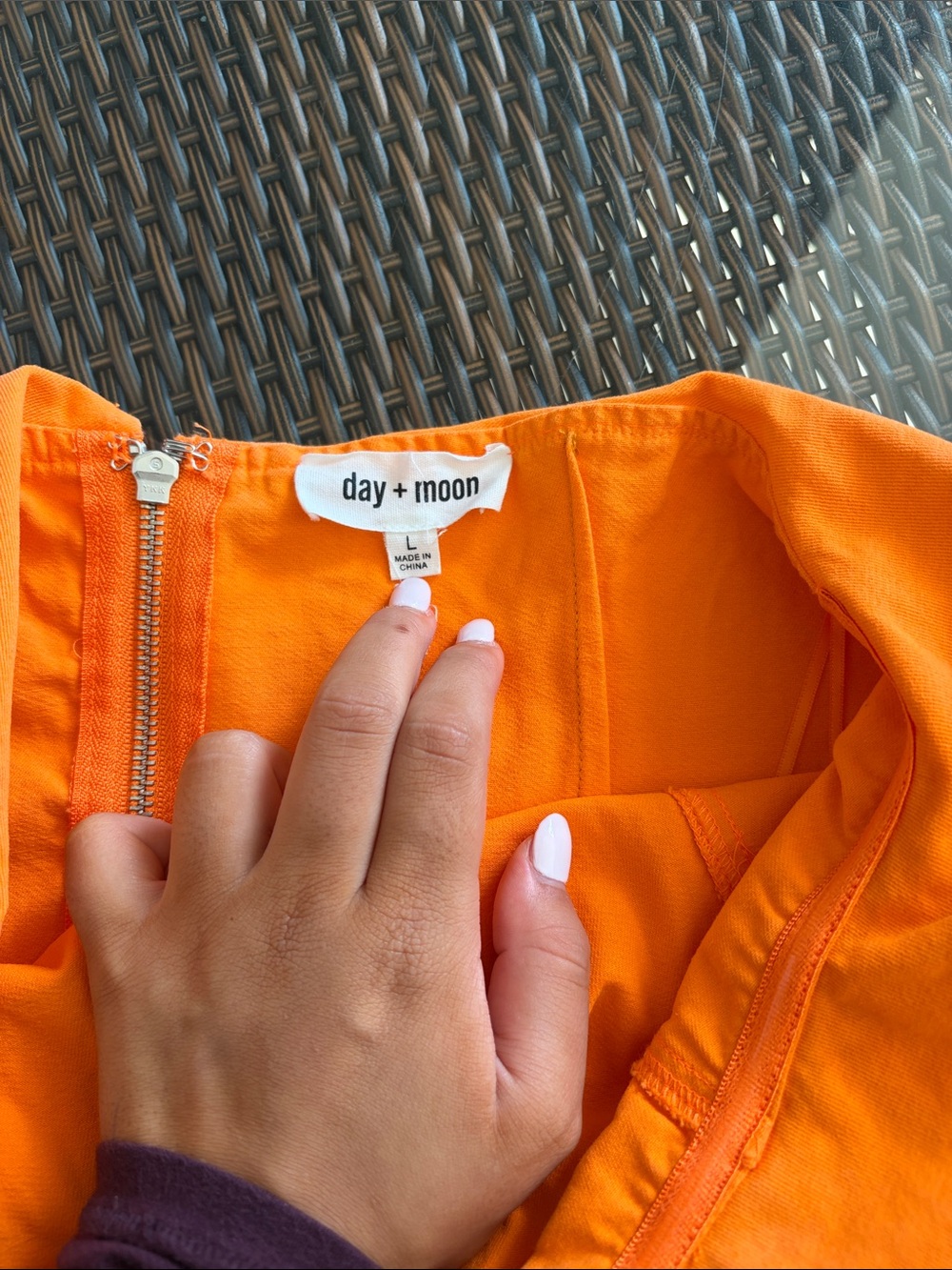 Orange Romper with Ruffle Neckline - Picture 2 of 3